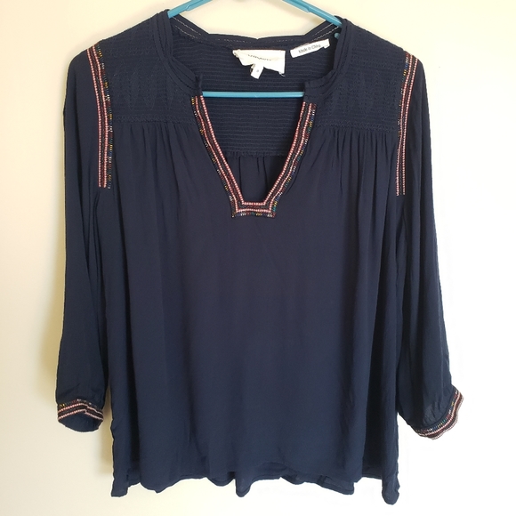 ba&sh Navy Cime Embroidered Top Size EU 1 / Small - Picture 3 of 9